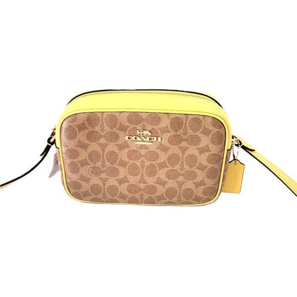 Coach CZ186 Signature Jamie Camera Bag Crossbody Handbag Tan Yellow - Picture 1 of 6
